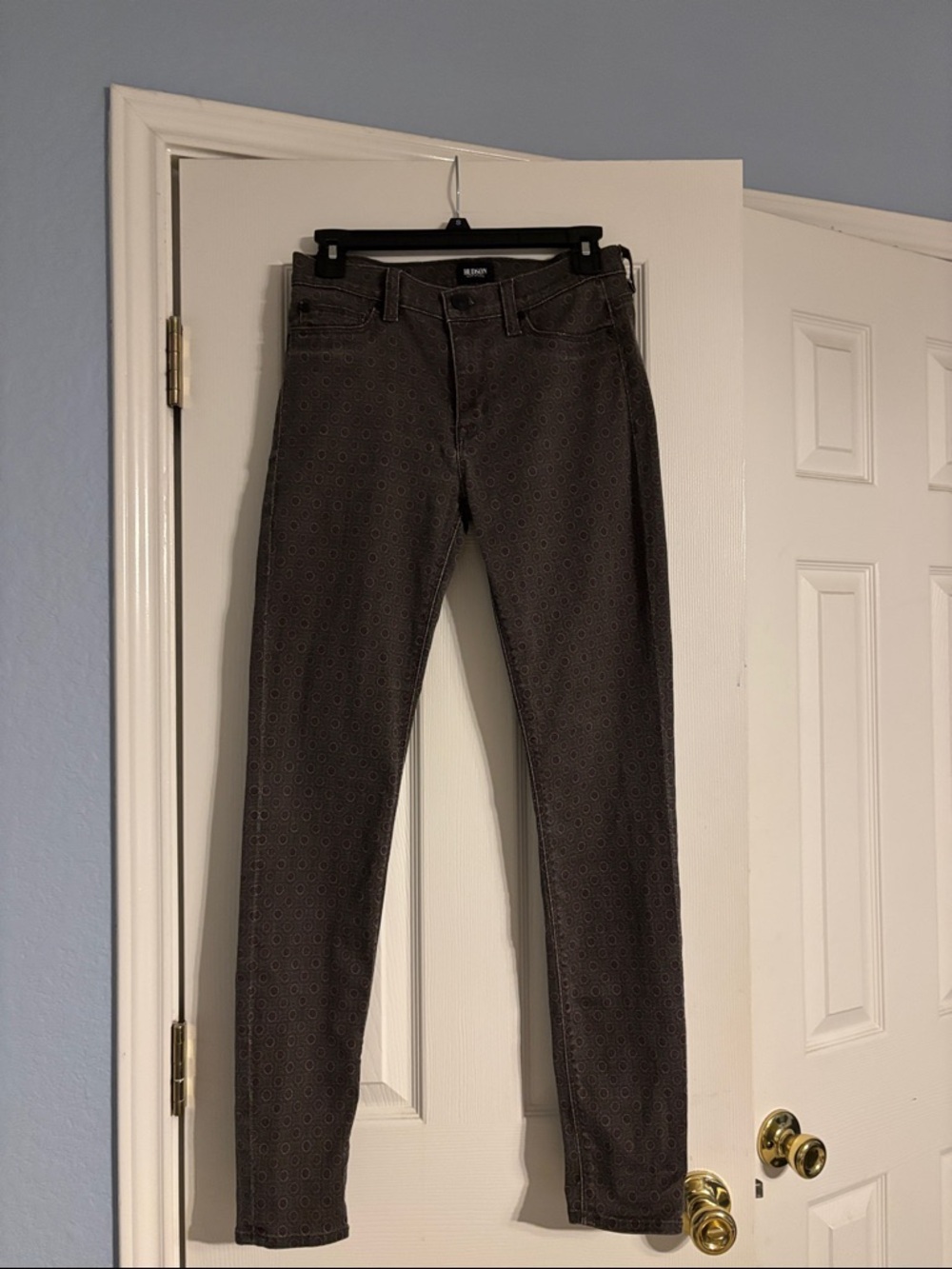 Hudson Jeans Brown and Purple Circular Print Slim Jeans